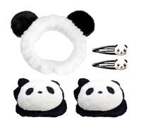 1 Pieza De Diadema De Panda, 1 Par De Pulseras Y 2 Piezas De Horquillas, Linda Diadema De Lujos, Adecuada Para El Cuidado De La Piel, Maquillaje Y Lavado De Cara.