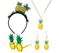 1 Pieza De Diadema De Piña, 1 Pieza De Collar, 1 Pieza De Gafas Y 1 Par De Aretes, Diademas Dulces Y Creativas, Ligamentos Frontales Interesantes, Accesorios De Ropa De Fiesta