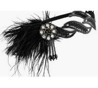 1 Pieza De Diadema De Plumas De La Década De 1920 Y 1 Par De Guantes, Diseño De Decoración De Diamantes De Imitación, Estilo Retro Negro, Material Liviano, Joyas De Estilo De Fiesta.