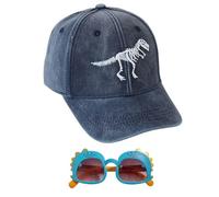 1 Pieza De Dinosaurios -Gorra De Masa Y 1 Pieza De Niños -Dinosaures -Sunglasses, Gorra De Béisbol Bordada De Dibujos Animados, Sombrero Activo Que Respira, Protector Solar.