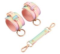 1 Pieza De Esposas Arcoíris Para Adultos,Juego De Cama Sexual Para Adultos,Esposas De Tobillo De Cuero Sintético,Accesorio Erótico,Diseño Ajustable,Restricciones,Juguetes Para Adultos,Esposas Par