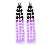 1 pieza de extensión de cola de caballo colorida, trenza de burbuja, linterna larga, cola de caballo trenzada con lazo for el cabello, postizos, peluca, diadema(Black Light purple)