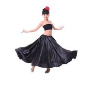 1 Pieza de Falda Danza del Vientre for niñas, satén, Lisa, 360 Grados(Color-10,Height 130cm)