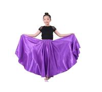 1 Pieza de Falda Danza del Vientre for niñas, satén, Lisa, 360 Grados(Color-4,One Size)