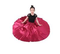 1 Pieza de Falda Danza del Vientre for niñas, satén, Lisa, 360 Grados(Color-6,Height 150cm)