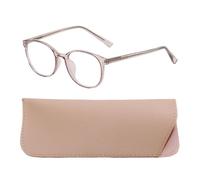 1 Pieza De Gafas Simples Y 1 Pieza De Bolsa Para Gafas De Cuero Pu, Gafas Clásicas De Moda, Gafas Anti-Luz Azul, Gafas Redondas, Gafas Para Mujer