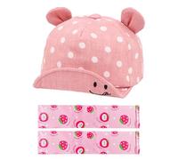 1 Pieza De Gorra De Béisbol con Orejas De Oso, 1 Par De Mangas, Sombrero De Lunares con Cara Sonriente, Visera De Dibujos Animados, Sombrero para Niños De ala Inversa, Gorra De Béisbol Ajustable