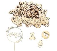 1 Pieza De Insertos Para Pasteles De 1 Año, 60 Piezas De Astillas De Madera, Insertos Decorativos Para Pasteles De Cumpleaños, Insertos Para Decoración De Pasteles De Madera