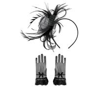 1 Pieza De Joyería De Cabeza De Fiesta, 1 Par De Guantes De Encaje, Traje Negro De Mujeres, Accesorios De Cabello De Moda Clásicos, Guantes, Vestimenta De Fiestas