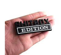 1 pieza de metal Shitbox edición coche emblema insignia 3D calcomanía compatible con F-150 F250 F350 Silverado 1500 2500 3500 (blanco negro)