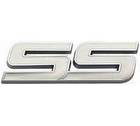 1 pieza de metal SS puerta delantera SS emblema coche insignia calcomanía reemplazo para Chevy Camaro 06-10 (blanco)