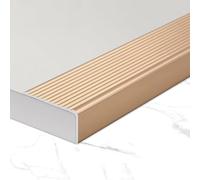 1 pieza de moldura de escalera de aluminio en forma de L de 91 a 122 cm, borde antideslizante for protección de escaleras interiores y exteriores.(Gold,10cmx90cm)
