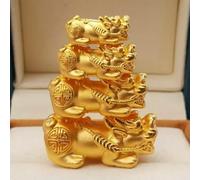 1 Pieza de Oro Amarillo Puro 999 de 24 Quilates para Mujeres y Hombres, Colgante con Moneda de la Suerte en 3D, Cuenta Pixiu, 0,4-0,6 g