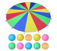 1 Pieza De Paraguas Arcoíris Y 10 Piezas De Bolas Oceánicas, Juguetes De Paracaídas para Niños, Juguetes De Trampolín, Material Didáctico para Educación Temprana De Niños