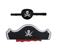 1 Pieza De Parche En El Ojo Pirata, 1 Pieza De Sombrero Pirata, Parche En El Ojo Tridimensional 3D De Un Solo Ojo, Disfraz De Pirata Para Niños, Accesorios De Juego De Rol Pirata