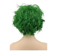 1 pieza de peluca sintética fibra química pelo rizado corto verde fluorescente personaje divertido payaso fiesta for Cosplay