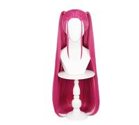 1 pieza de peluca sintética rosa larga y recta for mujeres adultos, Cosplay divertido for disfraz Drag Queen Dance Anime(Nvtuan-red wig)