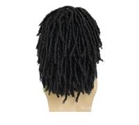 1 pieza de pelucas sintéticas rizadas grandes for hombres, peluca corta pelo con rizos elásticos marrones mezclados en negro, trenzada transpirable diaria for hombre(846-3)
