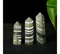 1 pieza de piedra de cebra verde natural tiene raya hexagonal de mineral de rayas blancas punto de cristal mineral mineral decoración del hogar regalo de bricolaje-70-80mm