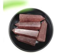 1 pieza de piedra de energía curativa de cuarzo con punta de cristal de fresa roja tallada a mano natural para decoración del hogar Piedras naturales y minerales-80-90mm