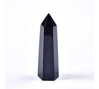1 pieza de piedra natural de obsidiana, columna hexagonal, punto de cristal, adorno mineral, varita curativa, decoración del hogar, decoración de regalo DIY, obsidiana natural_60-70mm