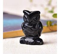1 pieza de piedra natural tallada búho adornos de animales aventurina unakita cristal cuarzo piedra artesanías estatuilla hecha a mano decoración del hogar-obsidiana_40x28x20mm