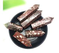 1 pieza de piedras curativas de punto de varita de cristal de Obelisco de cuarzo de flor de ciruelo Natural, espécimen de piedras naturales y minerales-80-90mm