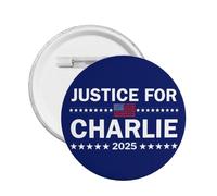 1 pieza de pines y broches conmemorativos de Charlie Kirk, con el lema "Justicia para Charlie Kirk" (1993-2025).