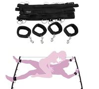 1 pieza de puños y tobillos de felpa de múltiples hebillas ajustables negros, utilizados para atar cuerdas debajo del colchón, adecuados para juegos en pareja