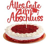 1 pieza de purpurina con texto en alemán "Alles Gute zum Abschluss Tortendeko Abschluss KuchDeko Prüfung Abitur 2026 Cake Topper Congrats Grad Tortenspitze für Abschlussfeier Thema Party Kuchen