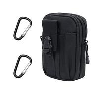 1 pieza de riñonera para exteriores, con 2 mosquetones de aleación de aluminio, bolsa de accesorios multifunción, riñonera impermeable portátil, bolsa para teléfono móvil (negro)