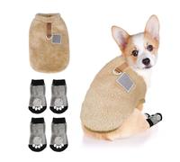 1 pieza de ropa de forro polar de coral para mascotas, 4 calcetines para perros, ropa cálida para perros pequeños, suéter frío para abrigo de invierno para cachorros, ropa para mascotas, adecuado para
