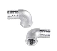 1 pieza de rosca hembra BSPT de 1/4", 3/8", 1/2", 3/4" y 1" a conector de manguera de 8, 15, 25 y 32 mm, codo de cola de manguera, conector de 90 grados, acero inoxidable SS304(DN10 x Hose 13mm)