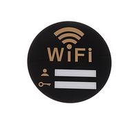 1 pieza de señalización wifi redonda con espejo for pared, pegatinas de escritura a mano, cuenta y contraseña regrabables, for tiendas públicas.