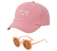 1 Pieza De Sombrero De Oso Y 1 Pieza De Gafas De Sol Infantiles, Sombrero De Sol Infantil, Gorra De Béisbol Ajustable, Sombrero De Patrón Lindo, Gorra De Béisbol Para Niños.