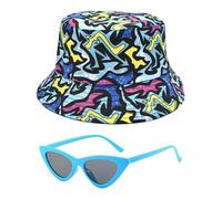 1 Pieza De Sombrero De Pescador Con Estampado De Tiburón Y 1 Par De Gafas De Sol, Sombrero Transpirable Con Protector Solar De Verano, Productos De Protección Solar Para Exteriores.