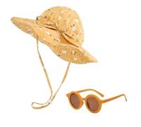1 Pieza De Sombrero De Sol De Flor Amarilla, 1 Par De Gafas Amarillas, Sombrero De Sol De Bebé, Sombrero De Sol De Bebé, Sombrero De Verano De Bebé, Sombrero De Sol De Niña
