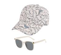 1 Pieza De Sombrero Impreso De Dinosaurios Y 1 Pieza De Gafas De Sol, Dulce Sombrero De Sol De Dibujos Animados, Accesorios Para Niños, Protección Solar Al Aire Libre.