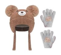 1 Pieza De Sombrero Para Niños, 1 Par De Guantes De Oso, Ropa Abrigada De Invierno,Lindo Sombrero.