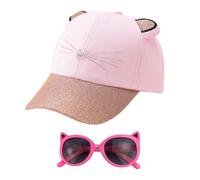 1 Pieza De Sombrero Para Niños Y 1 Pieza De Gafas De Sol, Gorra De Béisbol De Gatos, Gorra De Béisbol Rosa, Gafas De Sol De Protección Solar, Protector Solar.