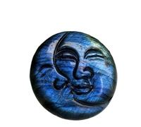 1 pieza de talla de piedra lunar de los dioses del sol y la luna con efecto brillante.