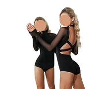 1 Pieza de Top Baile Latino for Mujer, Malla Negra, con Espalda Descubierta y cinturón Cruzado for Entrenamiento Rendimiento(S)