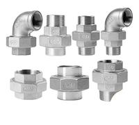 1 pieza de unión de rosca de acero inoxidable 304, unión de tubería de agua, accesorio de calentamiento de agua, unión de rosca interna de rosca, colección de uniones(Tan,DN20)