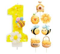 1 Pieza De Vela De Flor De Abeja, 7 Insertos Para Pasteles, Velas Numéricas, Diseño Creativo, Decoraciones Para Cumpleaños