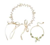 1 Pieza Diadema De Flores De Concha, 1 Pieza Pulsera De Flores, Tocado De Guirnalda De Flores De Princesa, Pulsera Ajustable Y Versátil, Accesorios Decorativos Para Novia.