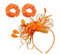 1 Pieza Diadema De Plumas Naranja, 2 Piezas Cintas Para El Cabello Naranja, Tocado De Boda, Tocado Naranja Para Mujer, Sombrero Para Mujer En Boda, Diadema De Plumas
