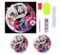 1 Pieza Doble Pegatina De Diamante De Dragón Blanco Y Negro, Imán De 2 Piezas, Dragón De Pintura De Diamantes, Kit De Arte De Diamantes Para Adultos, Arte De Diamantes