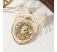 1 pieza, Elegante, Estilo Retro Lujoso, Diseño de Relieve de , de Campus, de Cinta, Broche de Mujer, Pin de Solapa Corsage, Adecuado para Uso Diario, Citas Festivas, Regalos de