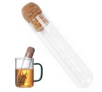1 Pieza Filtro Te,Colador Te,Infusor de Té Tubo,Colador de Té de Vidrio,Infusionador,con Corcho,para Teteras,Tazas,Té a Granel,Especias,Medicina Herbal,Altura 15.5cm,Ø 3cm