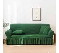1 pieza Fundas para Sofá Fácil de instalar. Fundas de Sofa Protector de muebles lavable duradero de alta elasticidad universal con falda plisada con volantes -verde oscuro-3 plazas (190-230 cm)